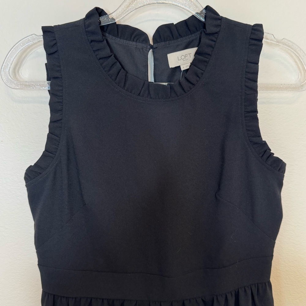 NWT LOFT Black Ruffle Trim Sleeveless Dress size 4